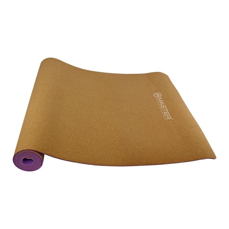 Podložka na cvičenie MASTER Yoga 5 mm - 183 x 61 cm - korková - fialová 1
