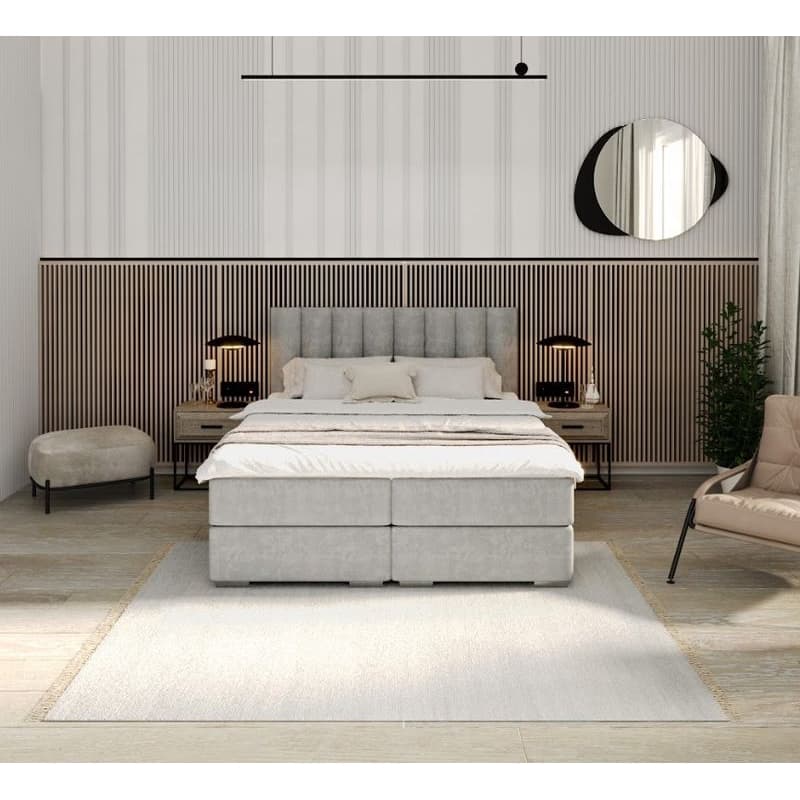 FDM Manželská posteľ LINCOLN Boxspring | sivá 180 x 200 cm