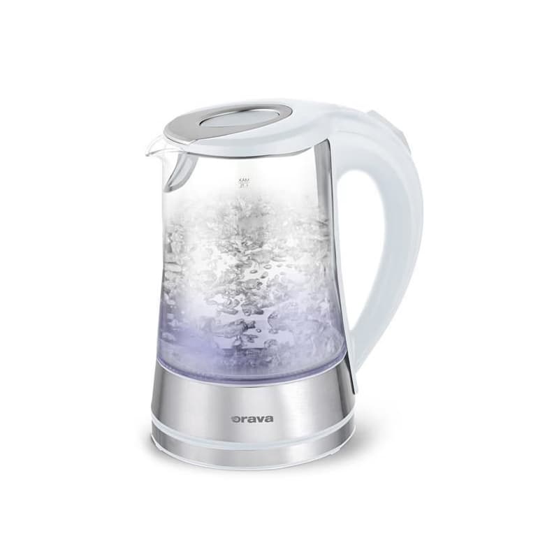 Orava VK-4017 W rýchlovarná kanvica, 2200 W, 1.7 l, sklenená, LED podsvietenie, automatické vypnutie, biela