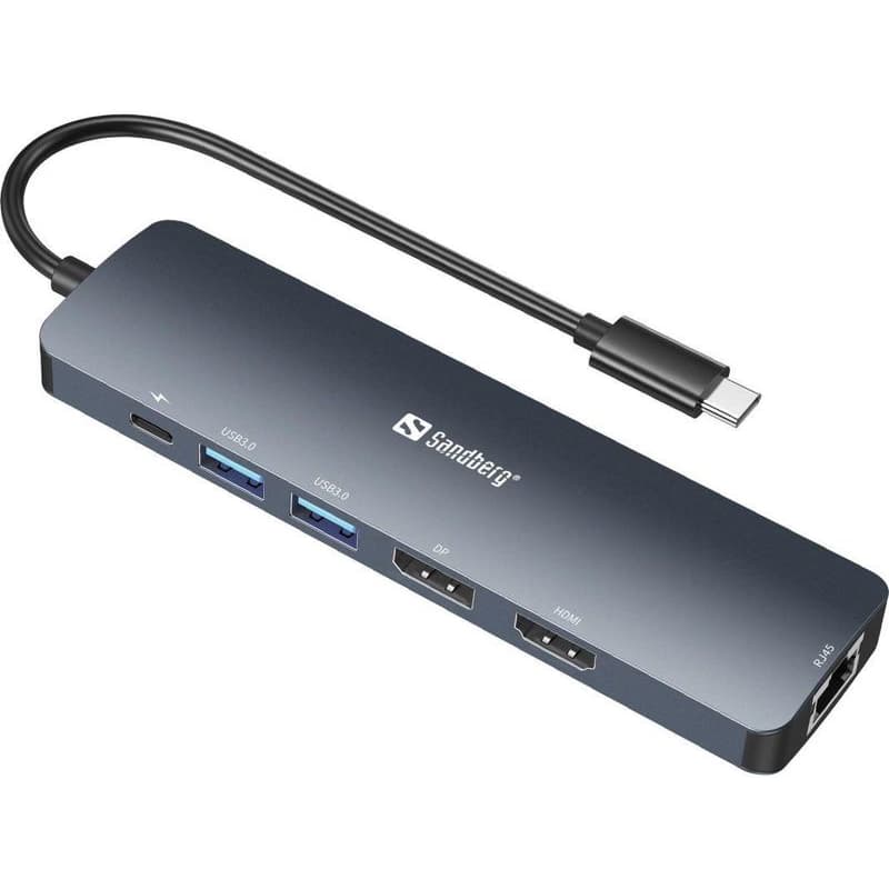 Sandberg dokovacia stanica, USB-C, 8 rôznych konektorov, podpora 8K, PD 100 W 1
