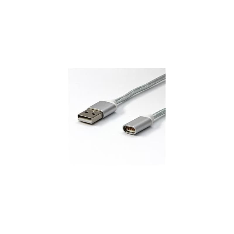 USB kábel (2.0), USB A samec - Magnetická koncovka, 1m, strieborný, DOPRADE 3