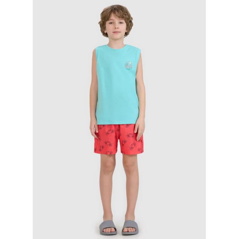 Chlapčenské plavky 4F JUNIOR BOARD SHORTS M121-63A-CORAL ALLOVER 2