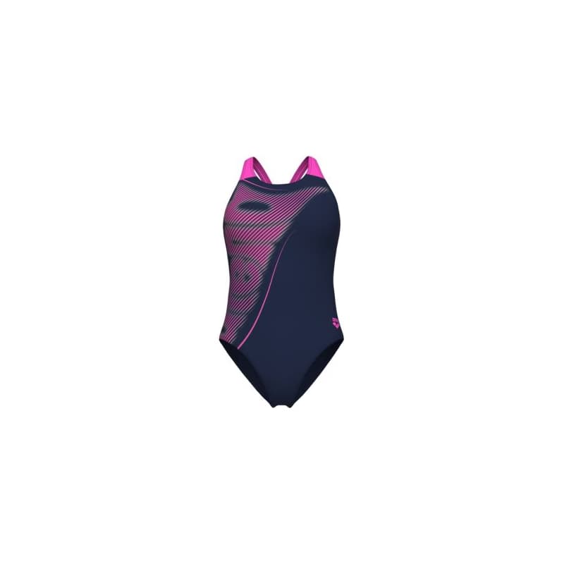 Dámske plavecké jednodielne plavky ARENA WOMENS BRIGHT GLARE SWIMSUIT V BACK