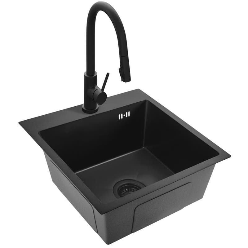 REA REA - Oceľový drez Leo 40 Black s kuchynskou batériou KPL-96002 6