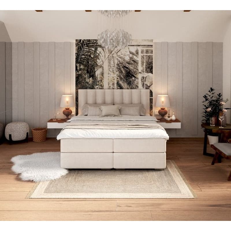 FDM Manželská posteľ LINCOLN Boxspring | krémová 180 x 200 cm 1