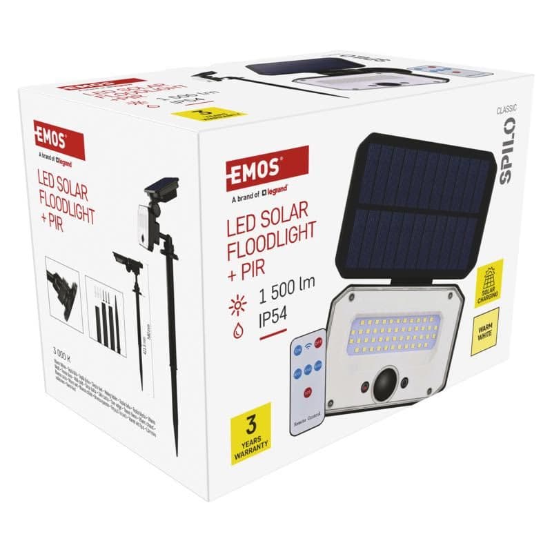 LED SOLÁRNY REFLEKTOR SPILO 1500LM IP54 WW 6