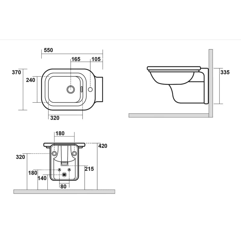 KERASAN - WALDORF bidet závesný 37x55cm, biela 4125K1 5
