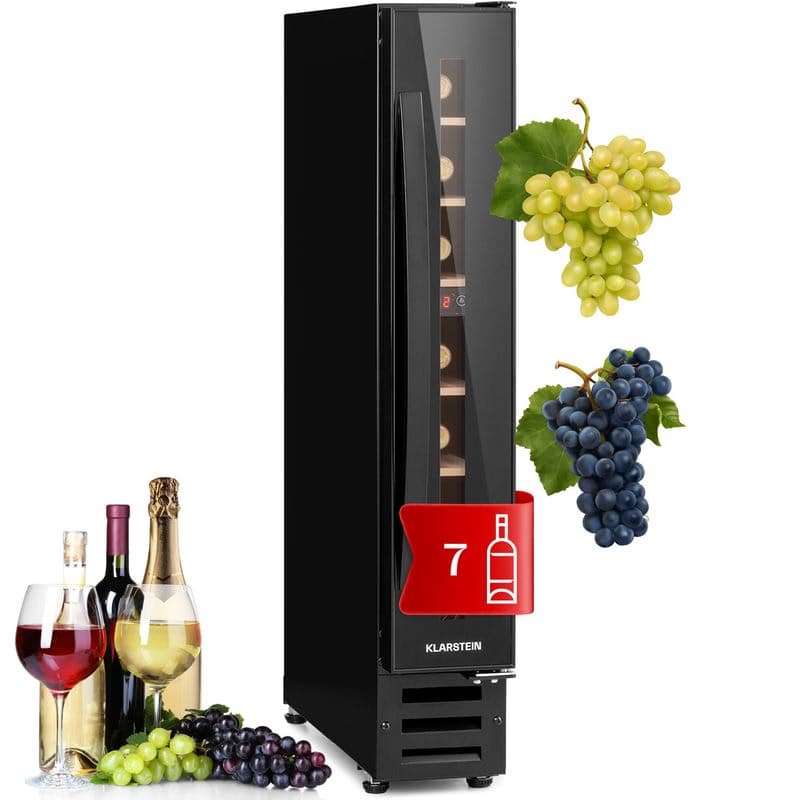 Klarstein Vinovilla 7 built-in Uno Onyx, vstavaná vinotéka, čierne sklo, nehrdzavejúca oceľ