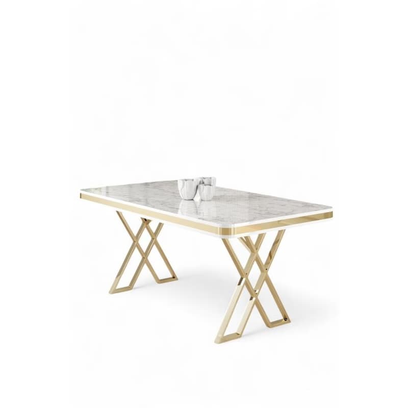 Jedálenský stôl Vals - White Marble, Gold 2