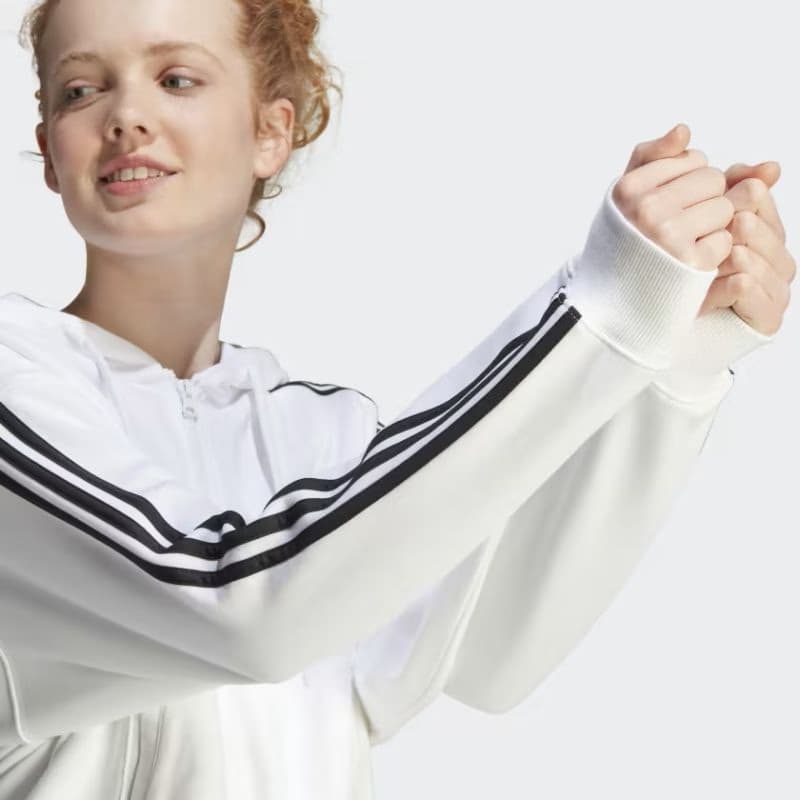 Dámska mikina so zipsom ADIDAS W 3S FT FZ S HD WHITE BLACK-100 WHITE BLACK 5