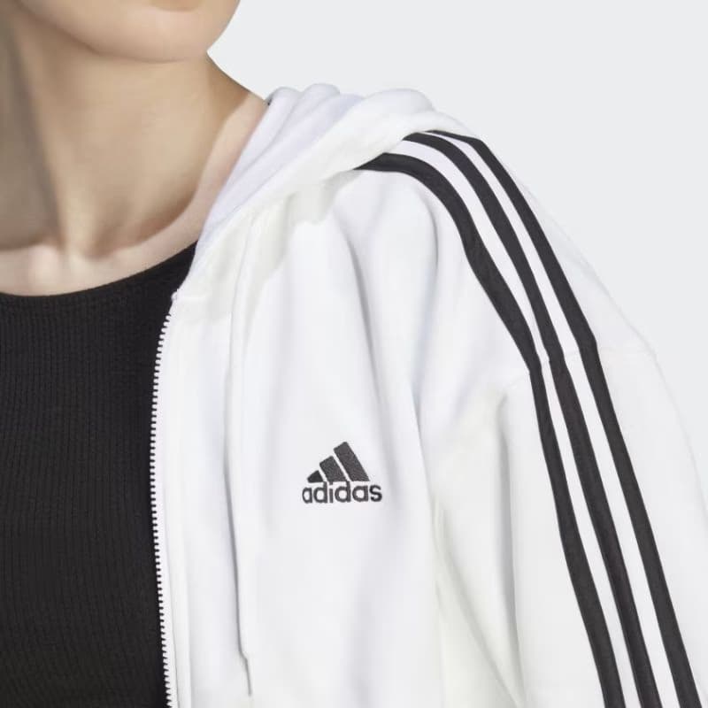 Dámska mikina so zipsom ADIDAS W 3S FT FZ S HD WHITE BLACK-100 WHITE BLACK 6