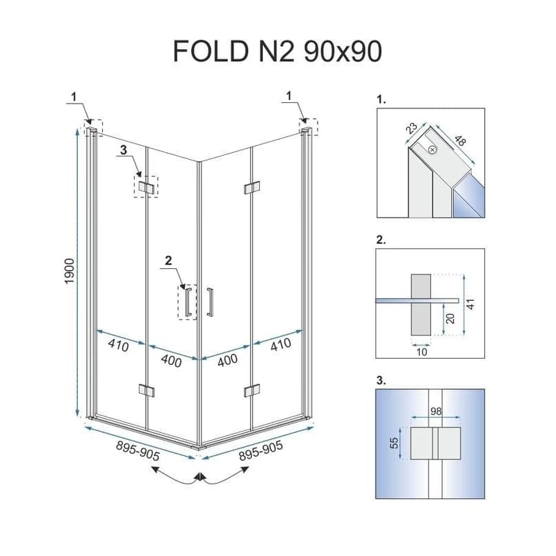 REA - Skladací sprchovací kút Fold N2 90x90 REA-K9991 6