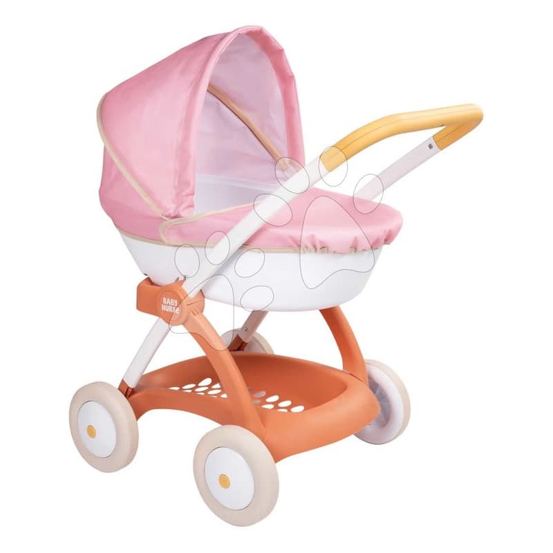 Hlboký kočík s textilným poťahom Pram Soft Baby Nurse Smoby pre 42 cm bábiku výška rúčky 58 cm od 18 mes