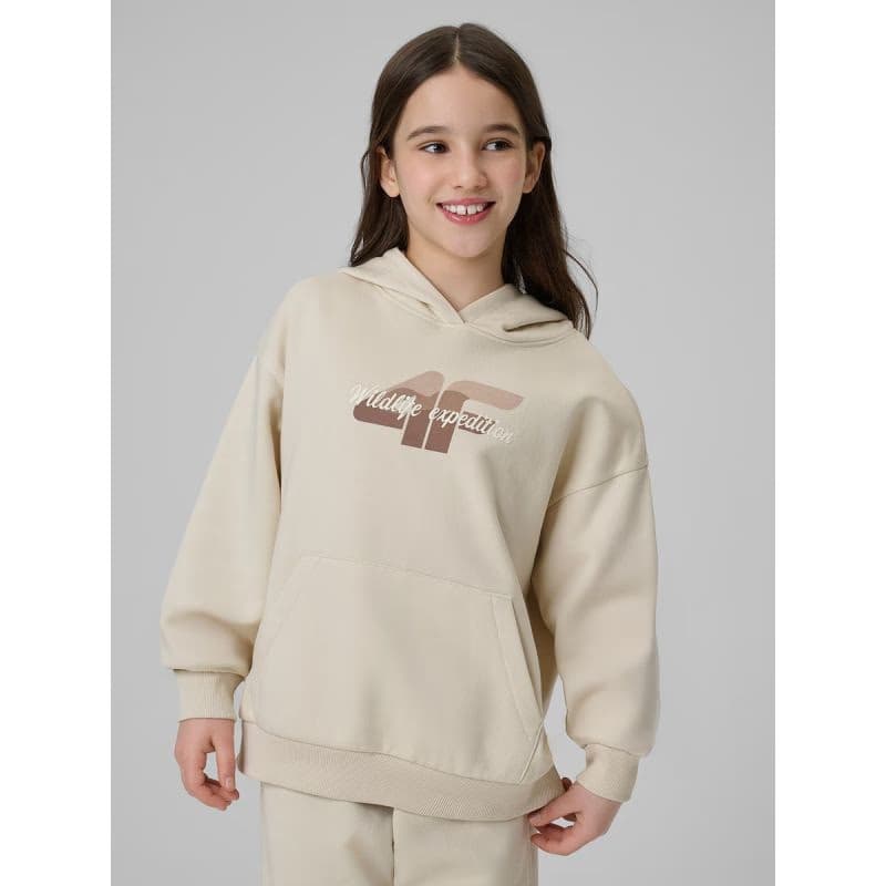 Dievčenská mikina s kapucňou 4F JUNIOR SWEATSHIRT F2270-83S-BEIGE 2