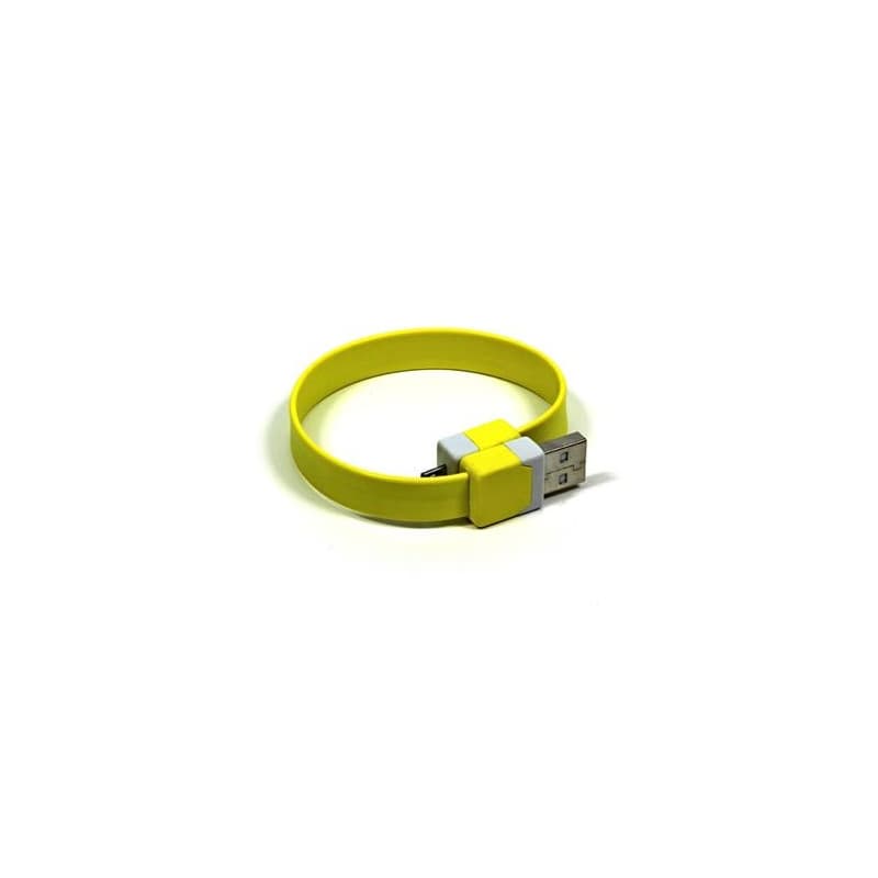 USB kábel (2.0), USB A samec - microUSB samec, 0.25m, žltý, náramok, DOPRADE 1