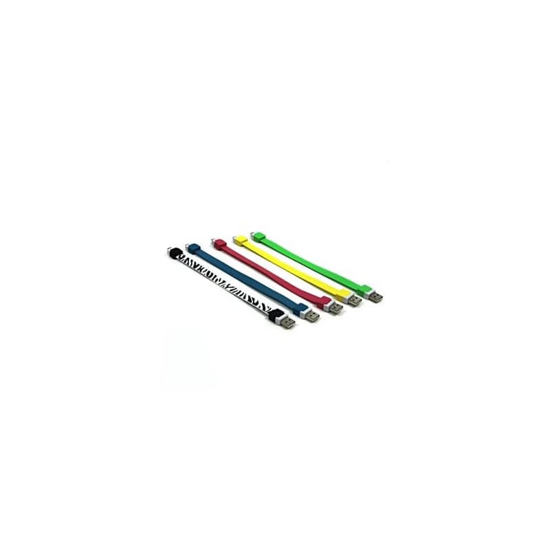USB kábel (2.0), USB A samec - microUSB samec, 0.25m, žltý, náramok, DOPRADE 3