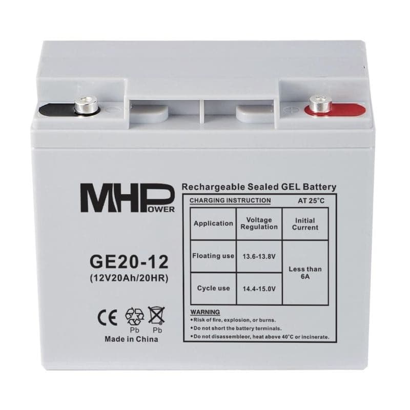 MHPower GE20-12 Gélový akumulátor 12V/20Ah, Terminál T1 - M5, Deep Cycle 1