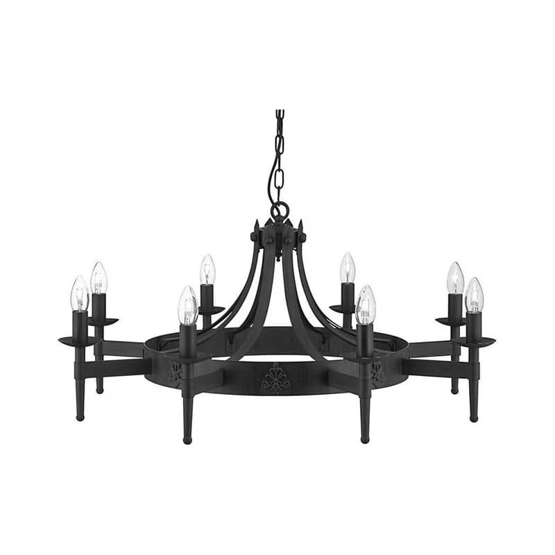 Searchlight 2428-8BK - Závesný luster CARTWHEEL na reťazi 8xE14/60W/230V, čierny 2428-8BK