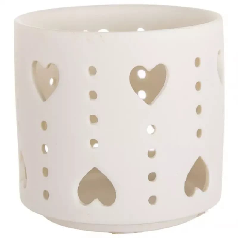 Svietnik T-Light porcelánový Heart biely