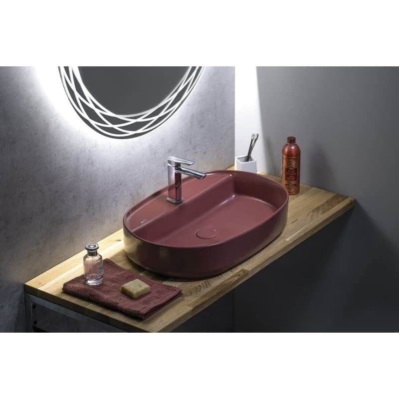 ISVEA - INFINITY OVAL keramické umývadlo na dosku, 60x40cm, matná Maroon Red 10NF65060-2R 4