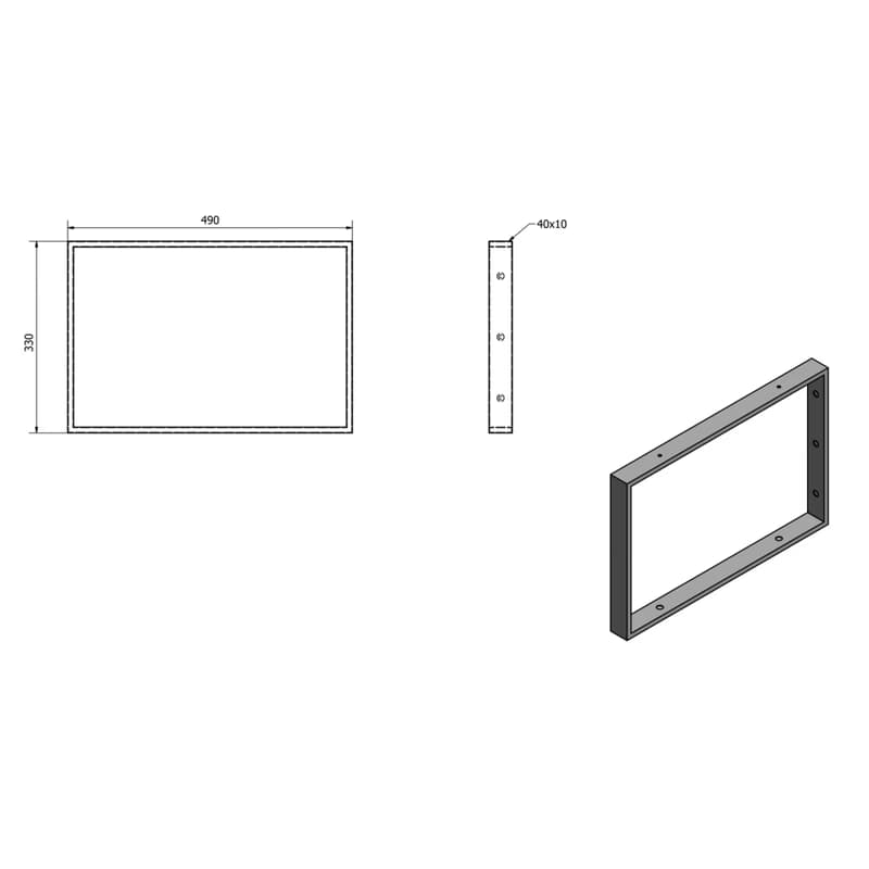 Sapho Podperná konzola 490x330x40mm, lakovaná oceľ, čierna matná (30370) 2