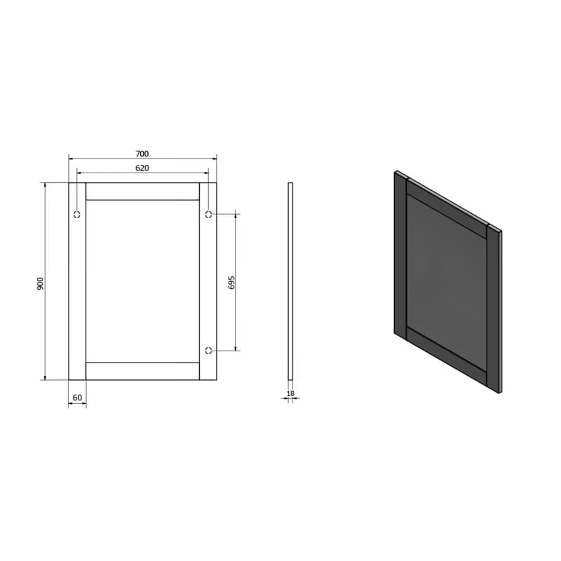 AQUALINE - FAVOLO zrkadlo v ráme 70x90cm, biela mat FV090 5