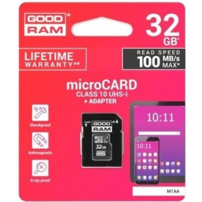 GOODRAM MicroSDHC karta 32GB M1AA, UHS-I Class 10, U1 + adaptér 4