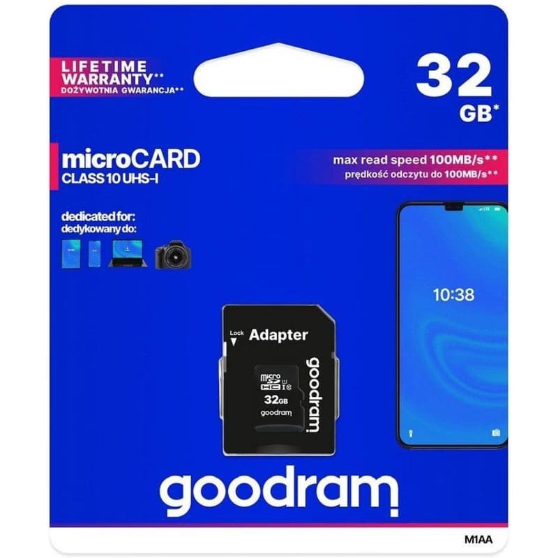 GOODRAM MicroSDHC karta 32GB M1AA, UHS-I Class 10, U1 + adaptér 5