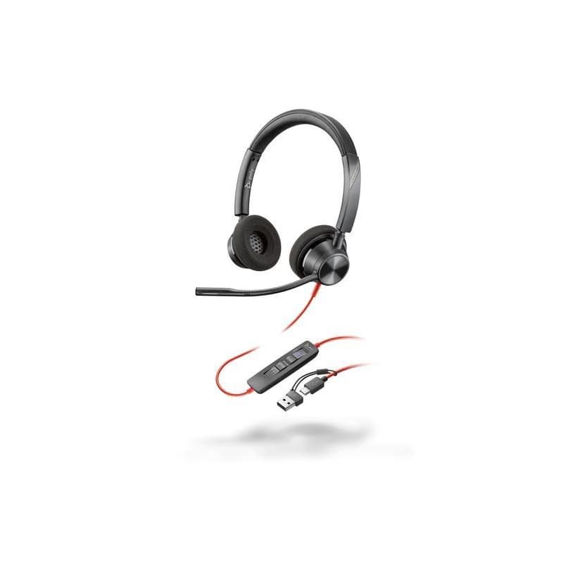 Poly Blackwire 3320 MS Teams náhlavná súprava, USB-C/A adaptér, stereo
