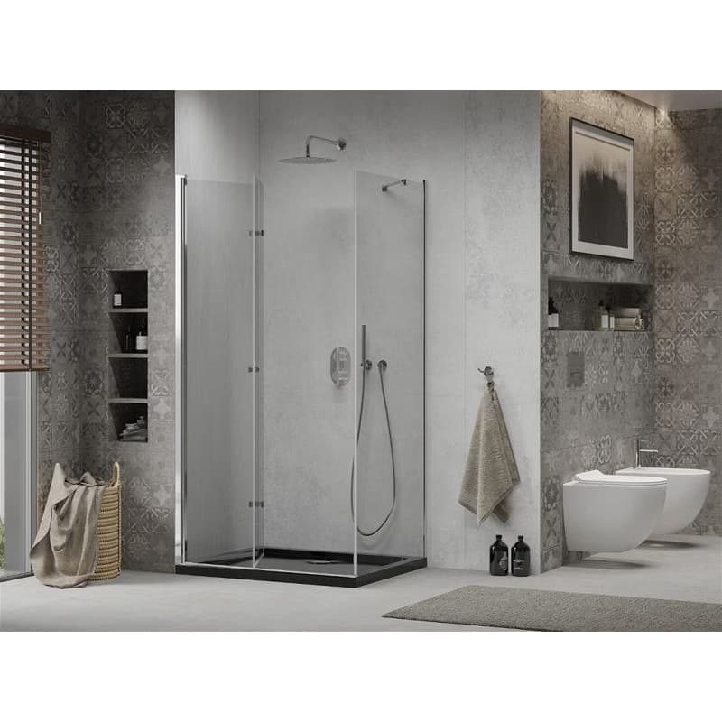 MEXEN/S - Lima sprchovací kút 80x120, transparent, chróm + čierna vanička so sifónom 856-080-120-01-00-4070 3