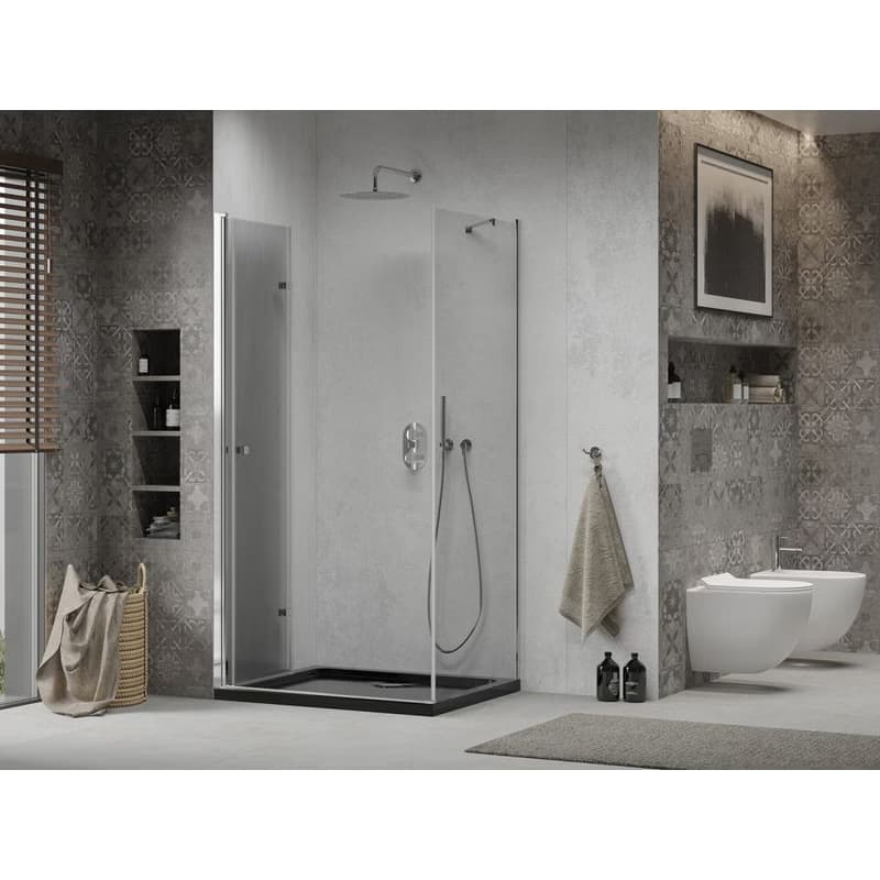MEXEN/S - Lima sprchovací kút 80x120, transparent, chróm + čierna vanička so sifónom 856-080-120-01-00-4070 4