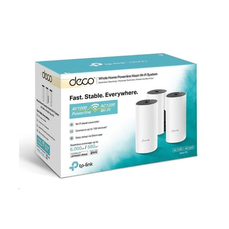 TP-Link Deco P9(3-pack) Powerline WiFi5 Mesh (AC1200+AV1000, 2, 4GHz/5GHz, 2xGbELAN/WAN) 5