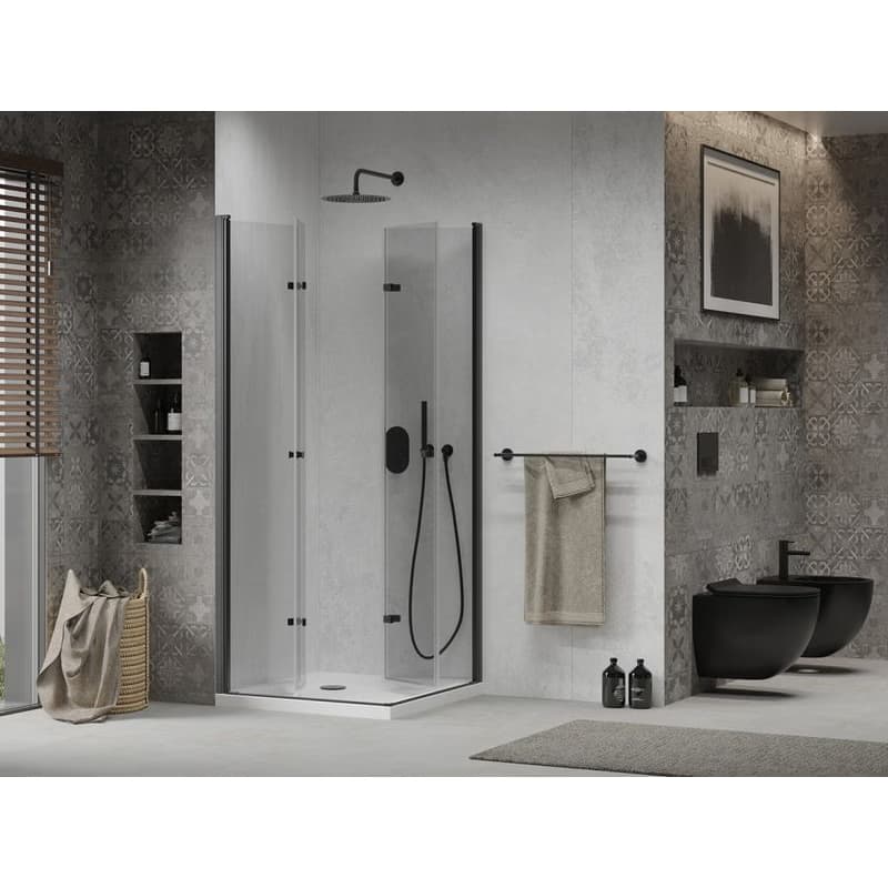 MEXEN/S - Lima Duo sprchovací kút 80 x 80, transparent, čierna + vanička so sifónom 856-080-080-70-02-4010B 3
