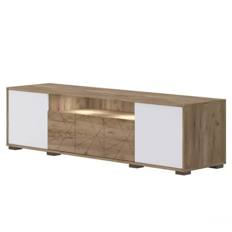 TV stolík Stela TV lakované tobacco/crystal white 1