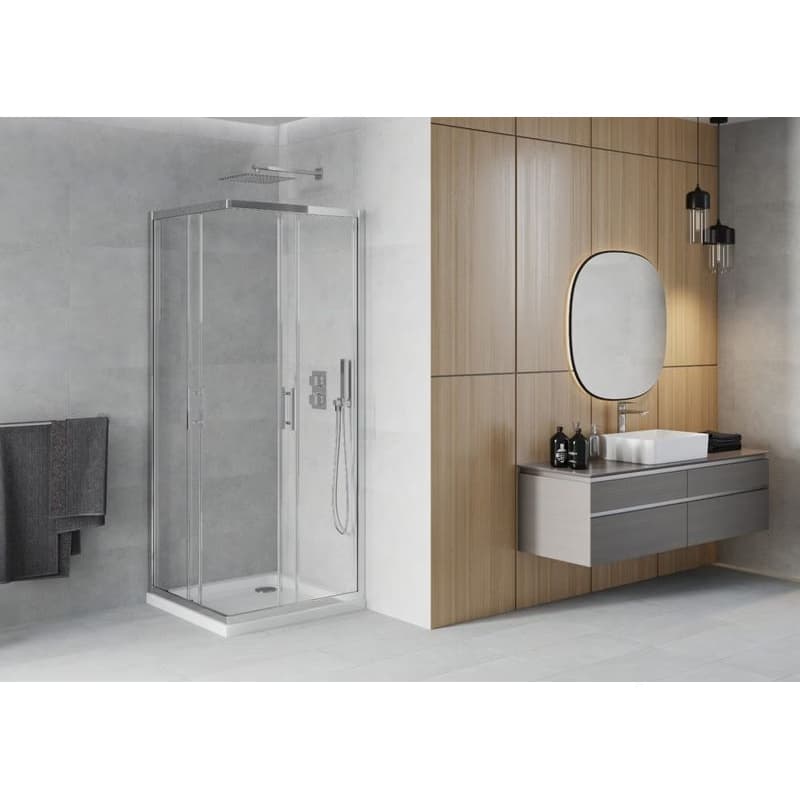 MEXEN/S - Rio Sprchovací kút štvorcový 90x90, transparent, chrom + vanička so sifónom 860-090-090-01-00-4010 3