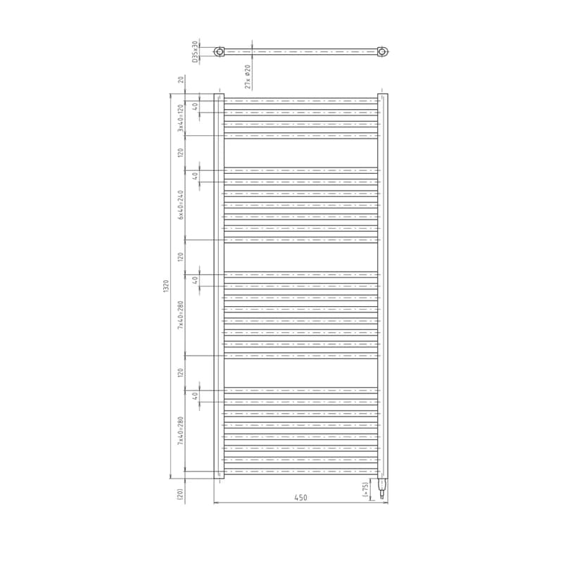 AQUALINE - DIRECT-E elektrické vykurovacie teleso, rovné, 450x1320 400 W, čierna ILE34TB 2
