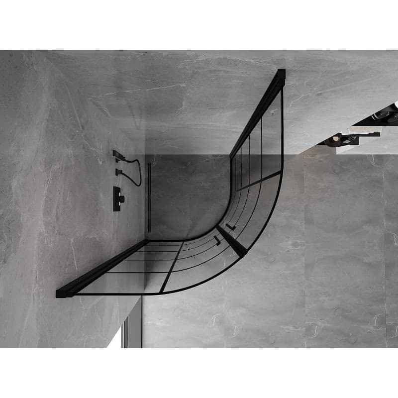 MEXEN - MIST dverná časť štvrťkruhová (2d) 80x80x200 cm 6mm čierna, dekor 8A31-080-080-70-77 6