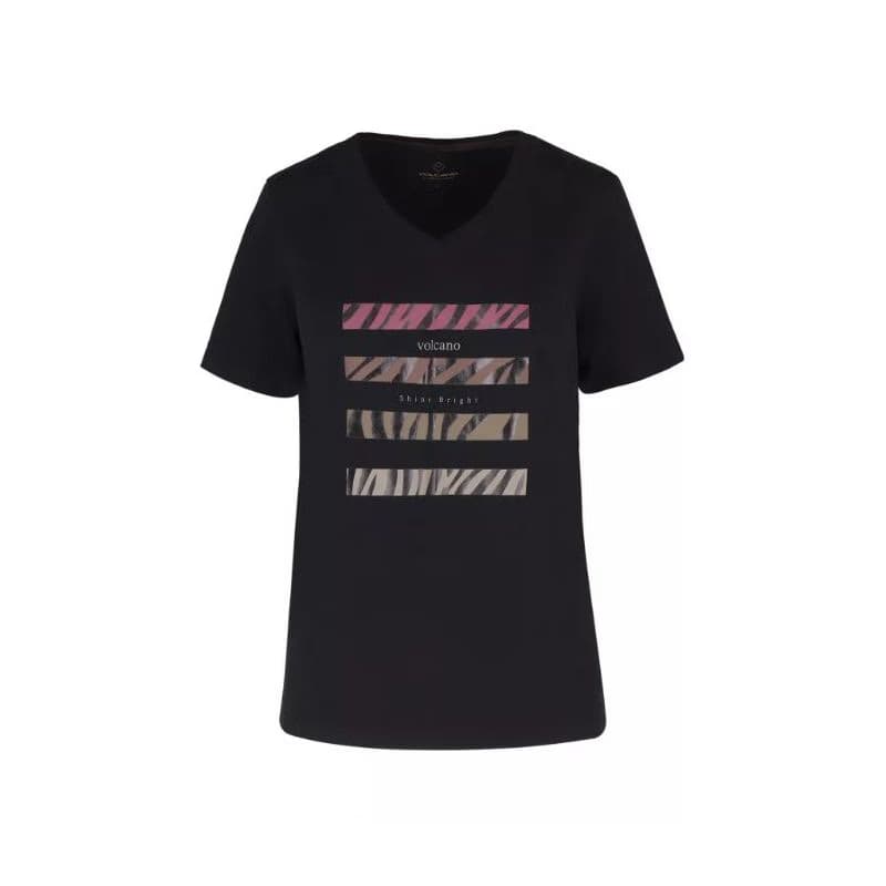 Dámske tričko s krátkym rukávom s v-výstrihom VOLCANO T-FOUR-BLACK 4