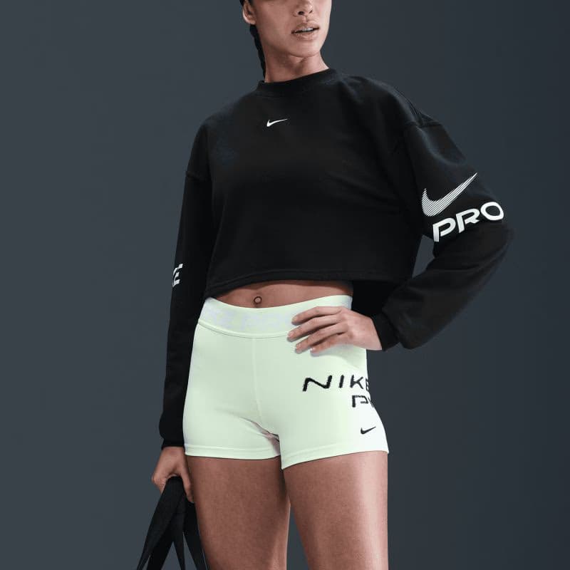 Dámska mikina NIKE PRO W NP DF FLC CREW TT GRX BLACK WHITE WHITE 5
