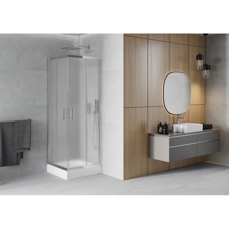 MEXEN/S - Rio štvorcový sprchovací kút 70 x 70, dekor/mráz, chróm + vanička Rio, 860-070-070-01-30-4510 3