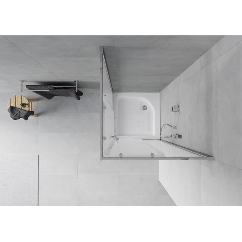 MEXEN/S - Rio štvorcový sprchovací kút 70 x 70, dekor/mráz, chróm + vanička Rio, 860-070-070-01-30-4510 4