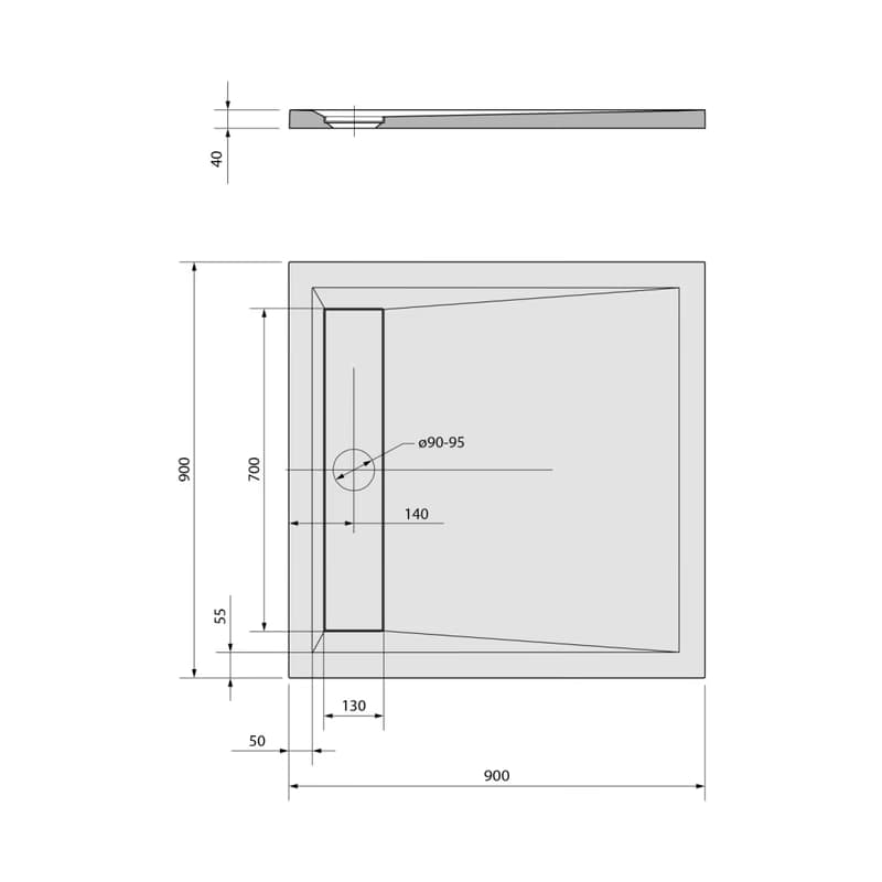 POLYSAN - ARENA sprchová vanička z liateho mramoru so záklopom, štvorec, 90x90cm 71601 6