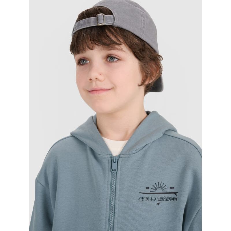 Chlapčenská mikina so zipsom 4F JUNIOR SWEATSHIRT-JWSS25TSWSM1522-46S-TURQUISE 2