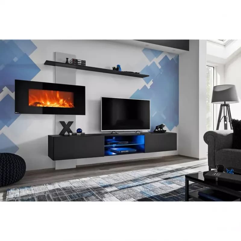 Obývacia stena Flame E + elektrický krb 1