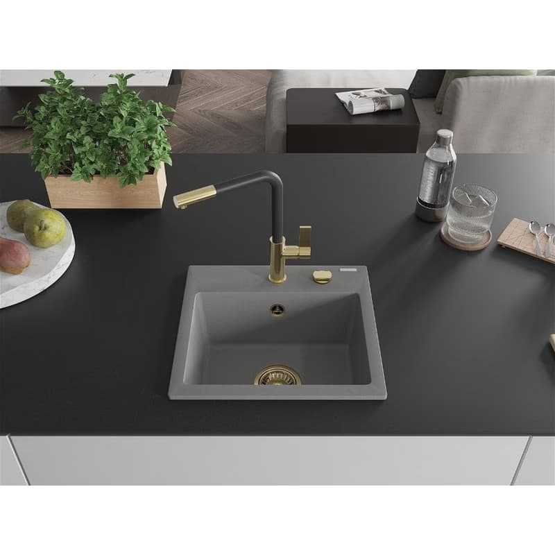 MEXEN/S MEXEN/S - Milo granitový drez 1-miska vrátane batérie Flora, šedá 6505-71-670401-57-G 3