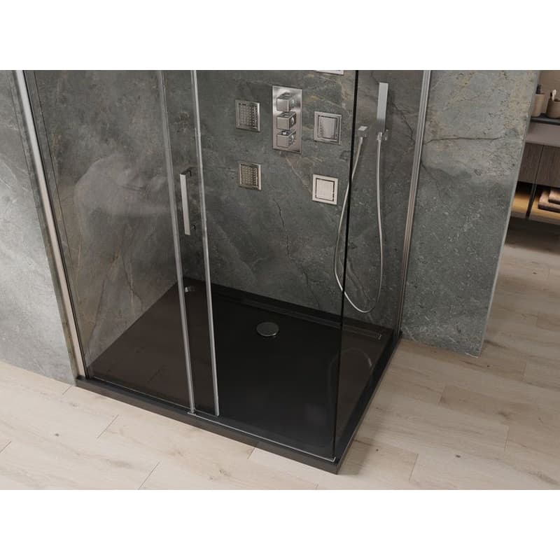 MEXEN/S - Omega sprchovací kút 100x80, transparent, chróm + čierna vanička so sifónom 825-100-080-01-00-4070 5