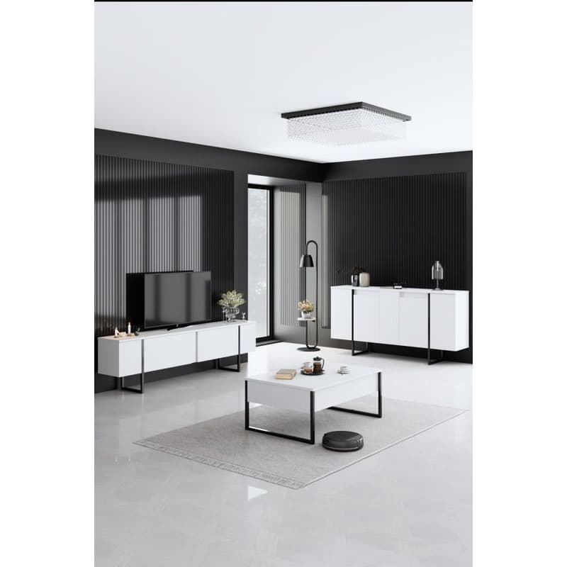 Living Room Furniture Set Luxe - White, Black