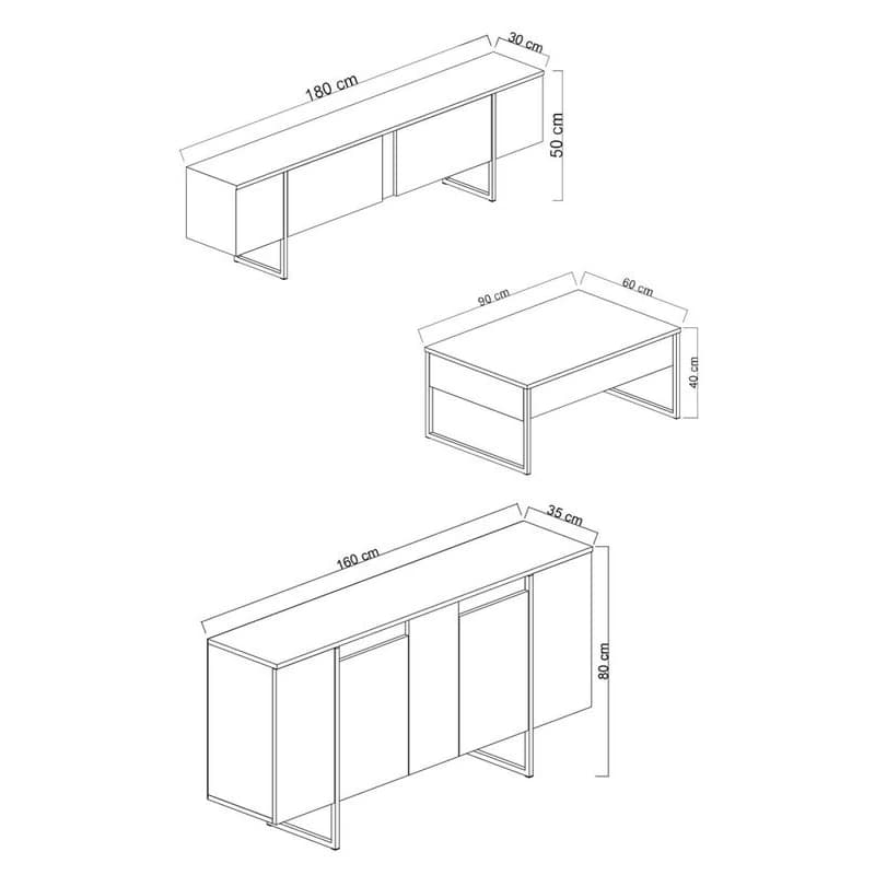 Living Room Furniture Set Luxe - White, Black 2