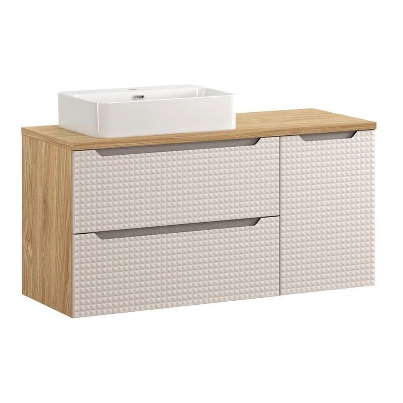 Závesná skrinka Luxor Beige Trust s doskou a umývadlom 120 cm čierna/dub olejovaný