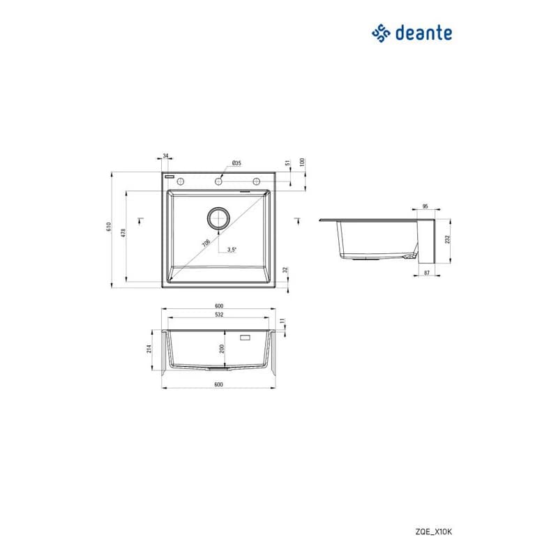 DEANTE DEANTE - Eridan antracit metalic - Granitový drez ZQE_T10K 6